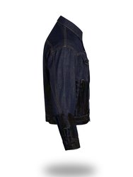 Shorter Indigo Denim Jacket with Midnight Oil Foil