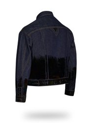 Shorter Indigo Denim Jacket with Midnight Oil Foil