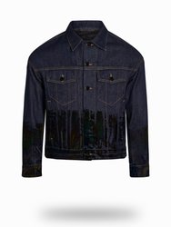 Shorter Indigo Denim Jacket with Midnight Oil Foil - Indigo Denim
