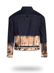 Shorter Indigo Denim Jacket with Rose Gold Foil