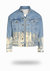 Shorter Light Wash Denim Jacket with Champagne Gold Foil