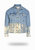 Shorter Light Wash Denim Jacket with Champagne Gold Foil - Light Wash Denim