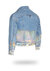 Shorter Light Wash Denim Jacket with Holographic Foil