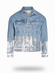 Shorter Light Wash Denim Jacket with Mercury Foil - Light Wash Denim