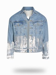 Shorter Light Wash Denim Jacket with Mercury Foil