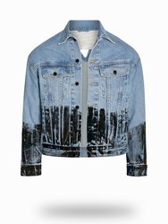 Shorter Light Wash Denim Jacket with Midnight Oil Foil