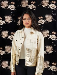 Shorter Off-White Denim Jacket with Champagne Gold Foil