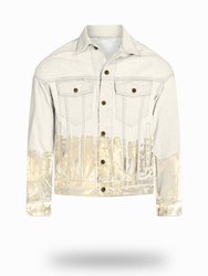 Shorter Off-White Denim Jacket with Champagne Gold Foil - Off-White Denim