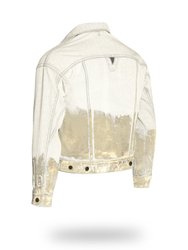 Shorter Off-White Denim Jacket with Champagne Gold Foil