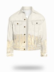 Shorter Off-White Denim Jacket with Champagne Gold Foil