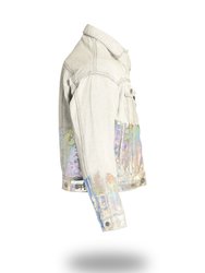 Shorter Off-White Denim Jacket with Holographic Foil