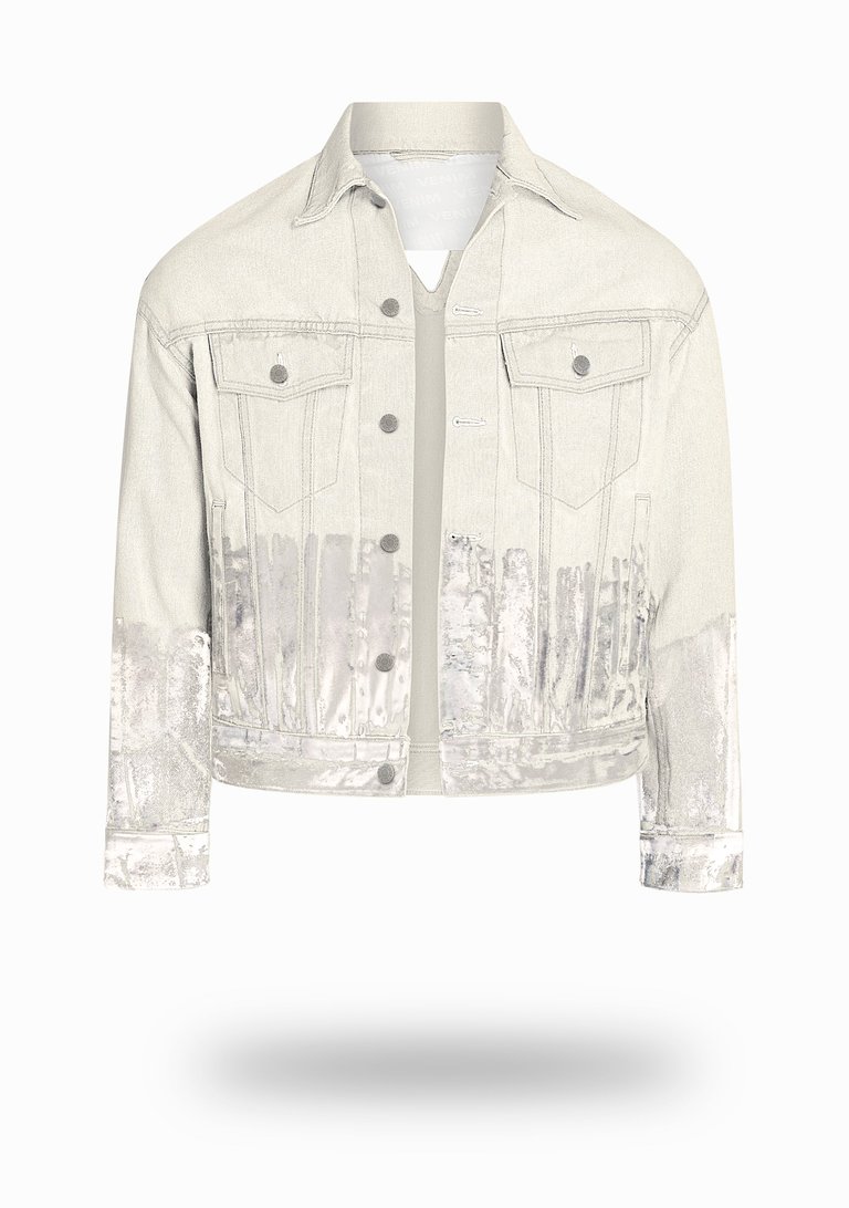 Shorter Off-White Denim Jacket with Mercury Foil