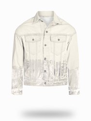 Shorter Off-White Denim Jacket with Mercury Foil - Off-White Denim