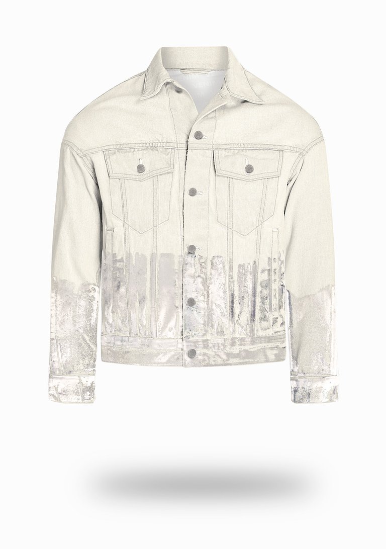 Shorter Off-White Denim Jacket with Mercury Foil - Off-White Denim