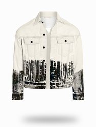 Shorter Off-White Denim Jacket with Midnight Oil Foil