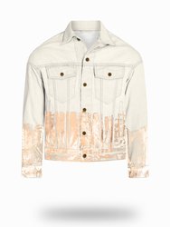Shorter Off-White Denim Jacket with Rose Gold Foil - Off-White Denim