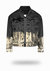 Shorter Washed Black Denim Jacket with Champagne Gold Foil