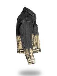 Shorter Washed Black Denim Jacket with Champagne Gold Foil