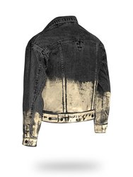 Shorter Washed Black Denim Jacket with Champagne Gold Foil