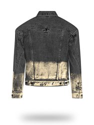 Shorter Washed Black Denim Jacket with Champagne Gold Foil