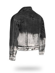 Shorter Washed Black Denim Jacket with Mercury Foil