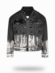 Shorter Washed Black Denim Jacket with Mercury Foil