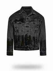 Shorter Washed Black Denim Jacket with Midnight Oil Foil - Washed Black Denim