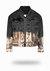 Shorter Washed Black Denim Jacket with Rose Gold Foil