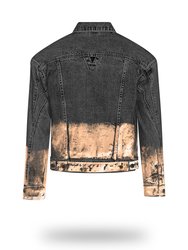 Shorter Washed Black Denim Jacket with Rose Gold Foil