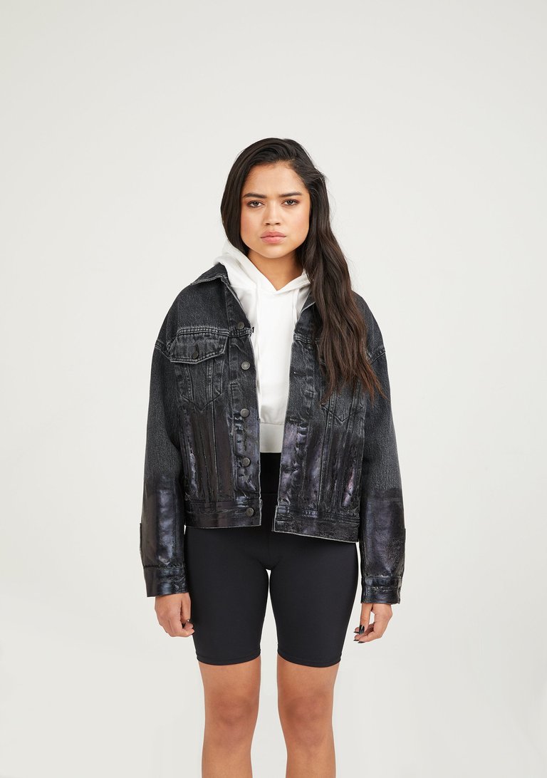 Shorter Washed Black Denim Jacket