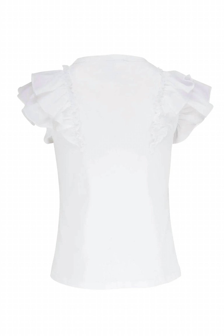 Bardot Ruffle T-Shirt In White