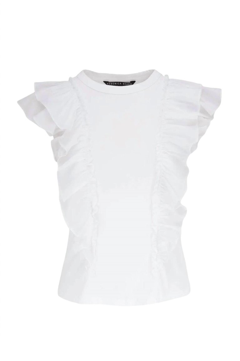 Bardot Ruffle T-Shirt In White - White