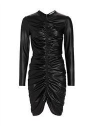 Bernadette Faux Leather Long Sleeve Ruched Mini Dress