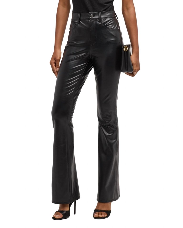 Beverly High Rise Skinny Flare Jean In Black Faux Leather - Black Faux Leather