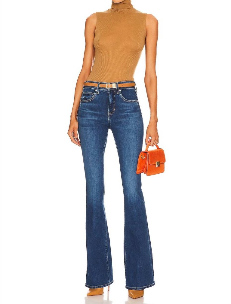 Beverly High Rise Skinny Flare Jeans In Bright Blue - Bright Blue