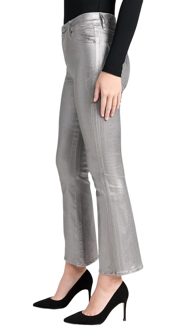 Carson Metallic High Rise Ankle Jean In Light Gunmetal