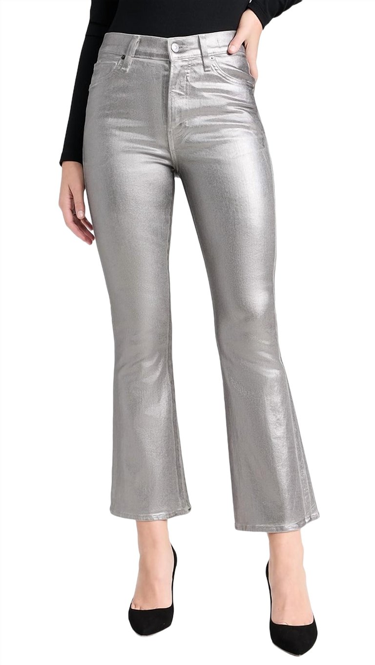 Carson Metallic High Rise Ankle Jean In Light Gunmetal - Light Gunmetal