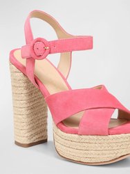 Lucille Platform Espadrille Sandal - Coral Pink Suede