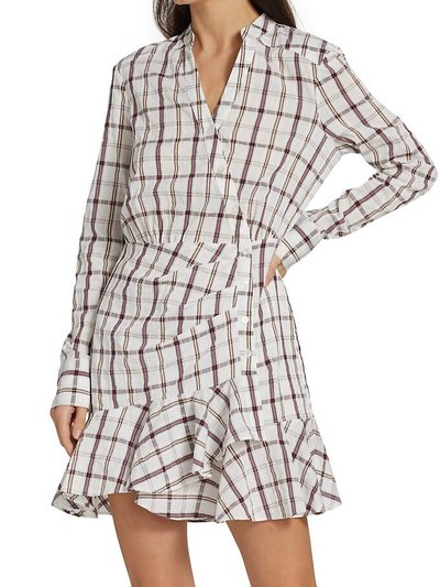 Veronica Beard Sherry Long Sleeve Pleated Skirt Ruffle Trim Shirt Dress product