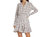 Sherry Long Sleeve Pleated Skirt Ruffle Trim Shirt Dress - White/Multi