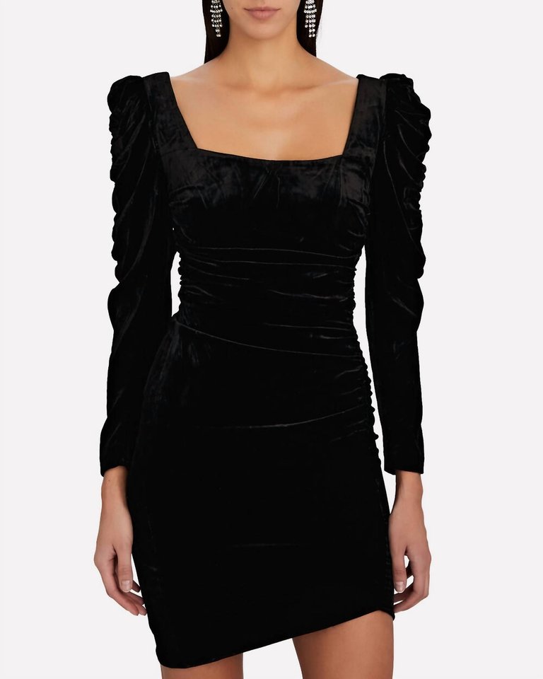 Toki Asymmetric Ruched Velvet Dress - Black