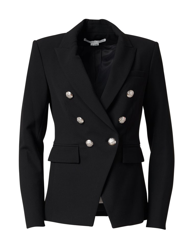 Veronica Beard Women's Millery Dickey Black Wool Lined Double Breasted Blazer - Black