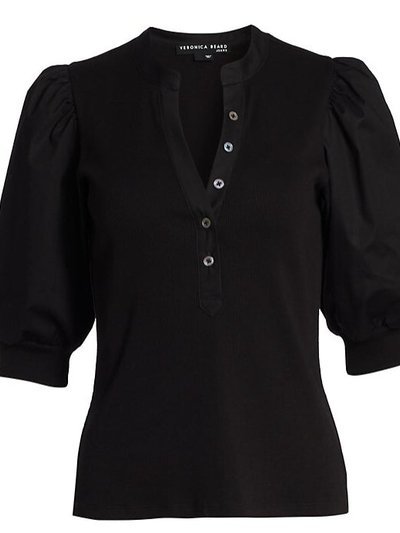 Veronica Beard Women Black Coralee Puff Sleeve Stretch Cotton Top Blouse product