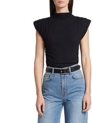 Women Lossa High Neck Short Cap Sleeve Top - Black