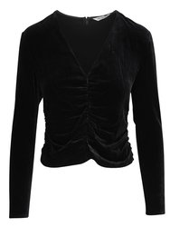 Women Pelona Long Sleeve V-Neck Slim Fit Ruched Top