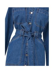 Women's Evelyn Denim Belted Midi Dress