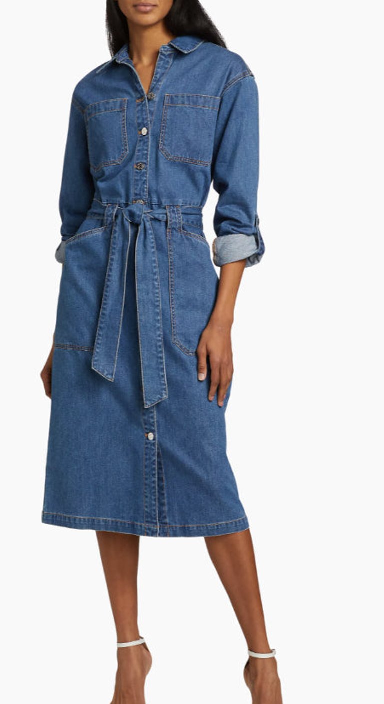 Women's Evelyn Denim Belted Midi Dress