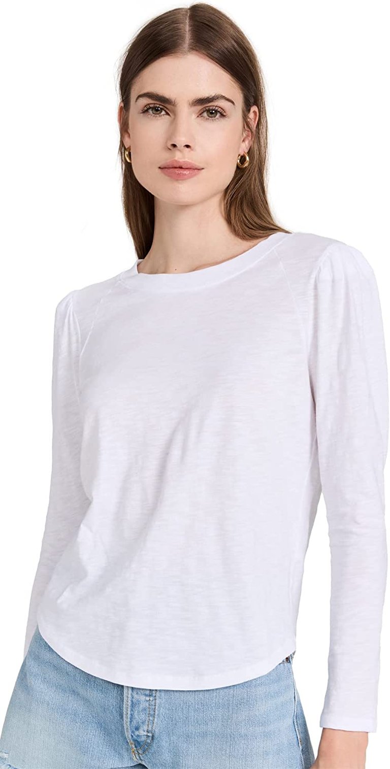Women's Mason Baseball Tee, White Long Sleeve T-Shirt - White
