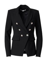 Women's Millery Dickey Black Wool Lined Double Breasted Blazer - Black