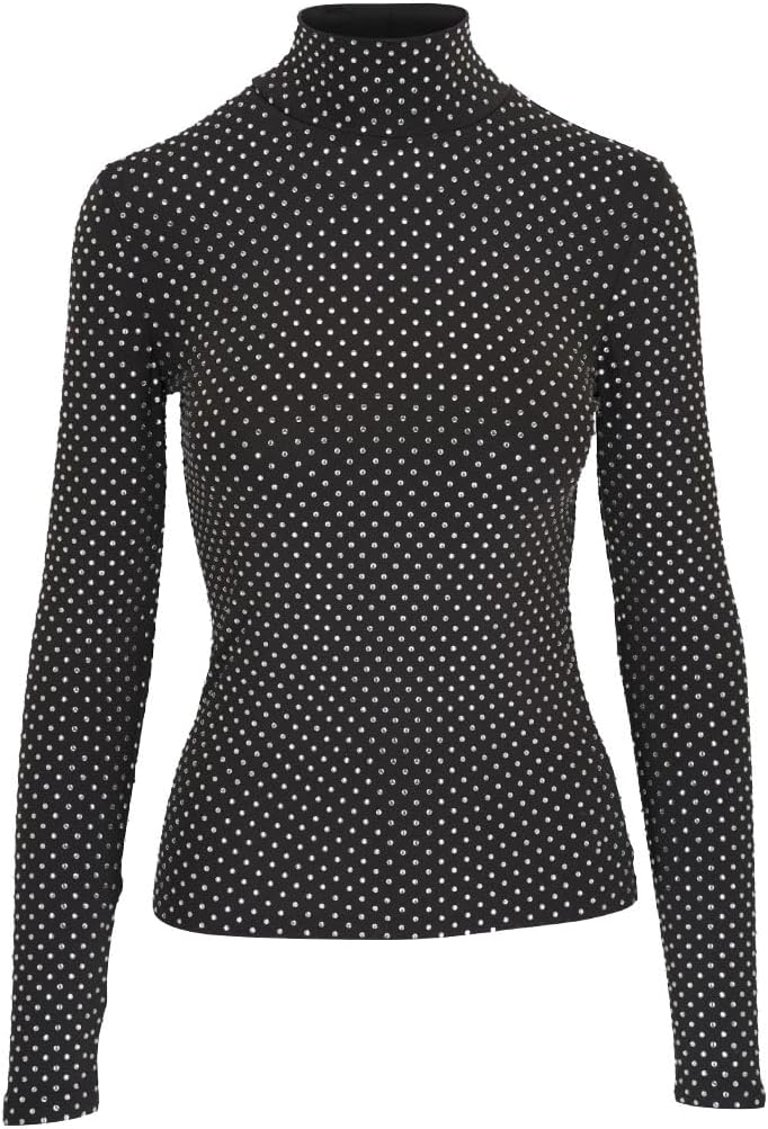 Women's Parke Slim Fit Silver Studd Turtleneck Top